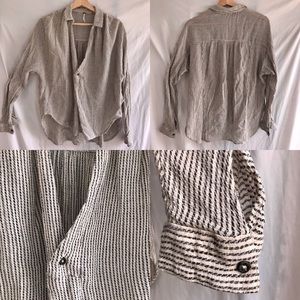 Free People Striped Long Sleeve Cotton Top